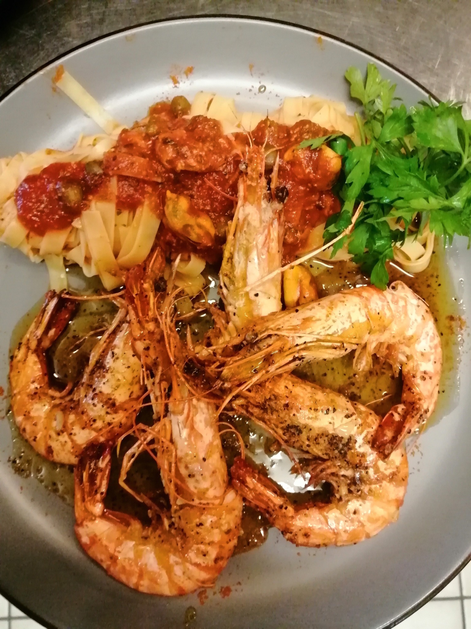 Pâtes aux scampis